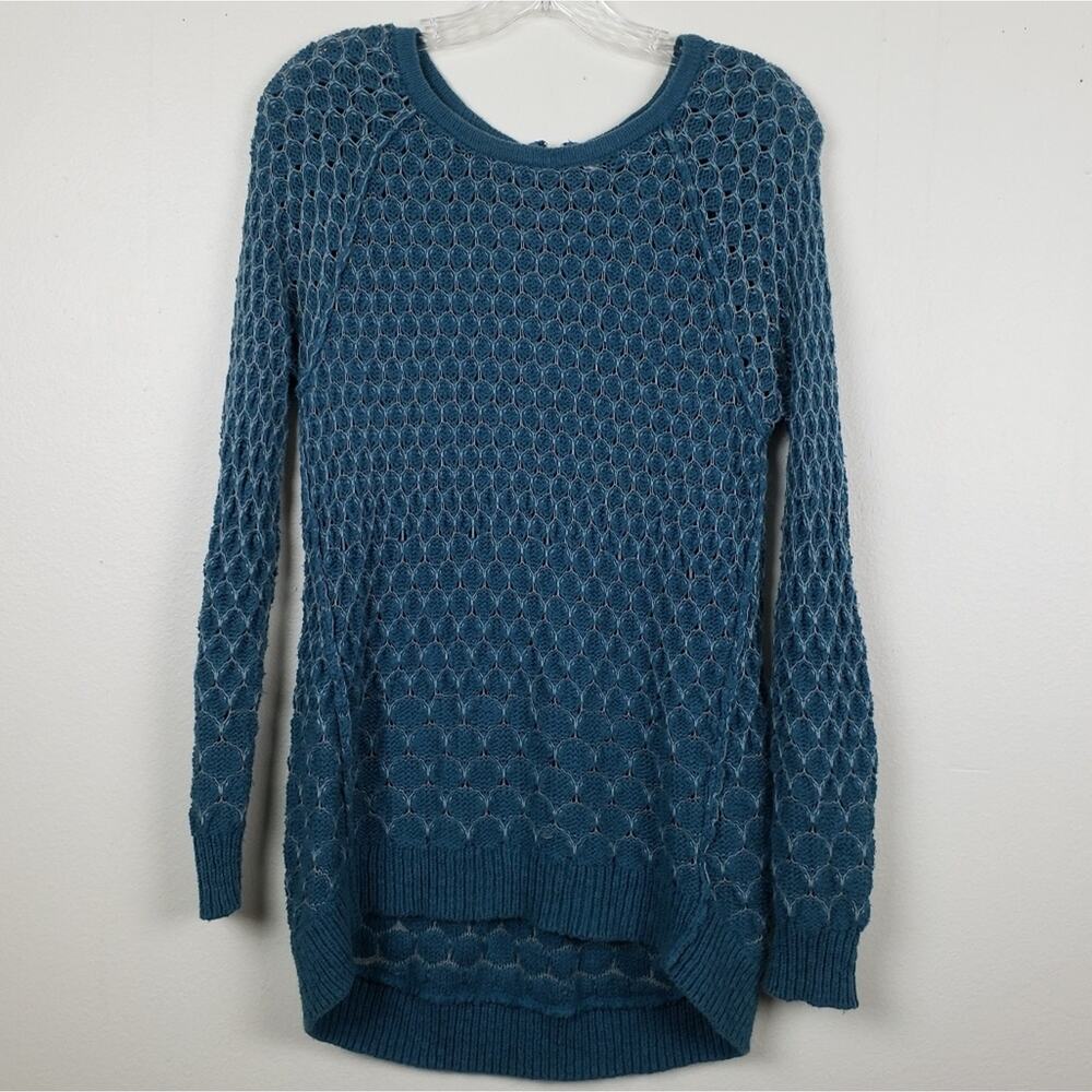 Moth | Teal Dot-Dot Pullover Sweater, Size SP